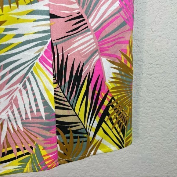H&M Yellow‎ Pink Strapless Palm Leaf Tropical Cocktail Dress Womens Size 6 - Picture 4 of 9